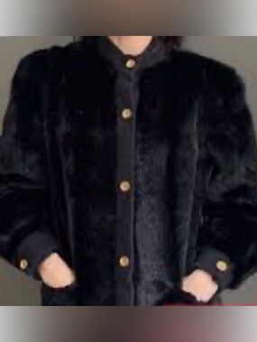 New! Lilli Ann Fur Gold Button Bomber Jacket Size Medium